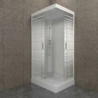 Душевая кабина Triton Квадро Щ0000045506 100x80 см профиль белый стекло с узором